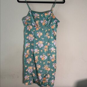 Floral Green Spaghetti Strap Dress